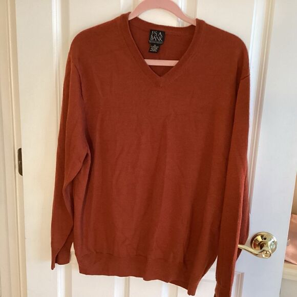 NWOT. Jos.A Banks Brand Men’s Traveler Merino Wool V Neck Cardigan XL Cinnamon - Picture 3 of 9